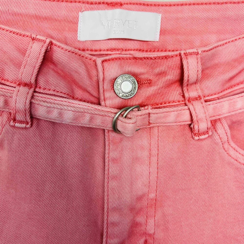 Vervet Blue Pink High Rise Wide Leg Belted Denim Jeans Size 26 NEW - Picture 7 of 12